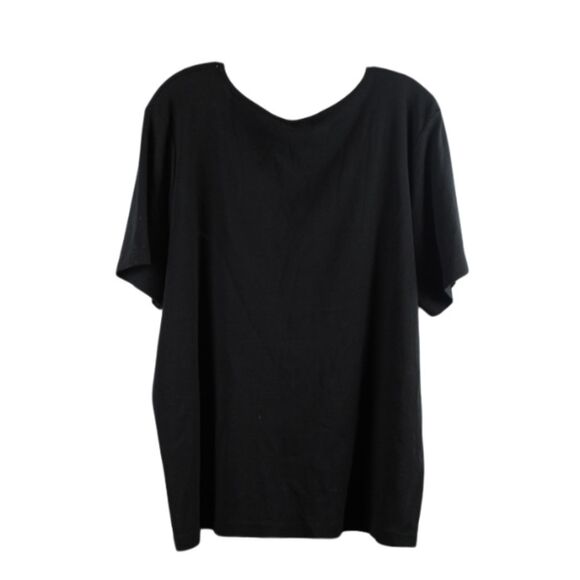 Fenini Black Women's Short Sleeve Top Blouse Pullover 1X 060 - Picture 6 of 6